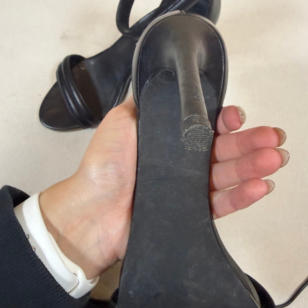 Kenneth Cole Women's New York Black Leather Ankle Strap Stiletto Heels - Size 7M - Picture 7 of 9